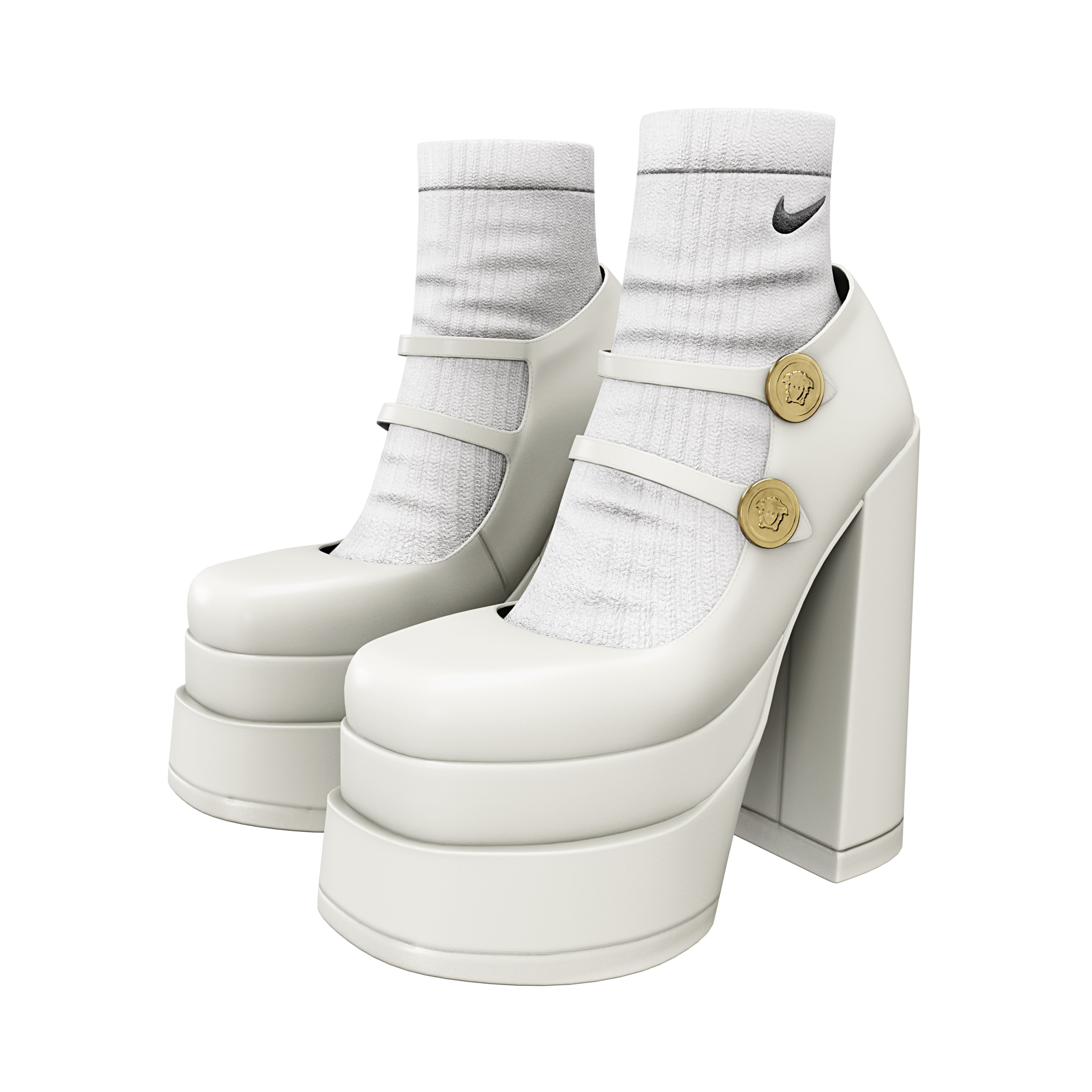 Platform High Heels BUNDLE with Socks Low-poly 3D model_8