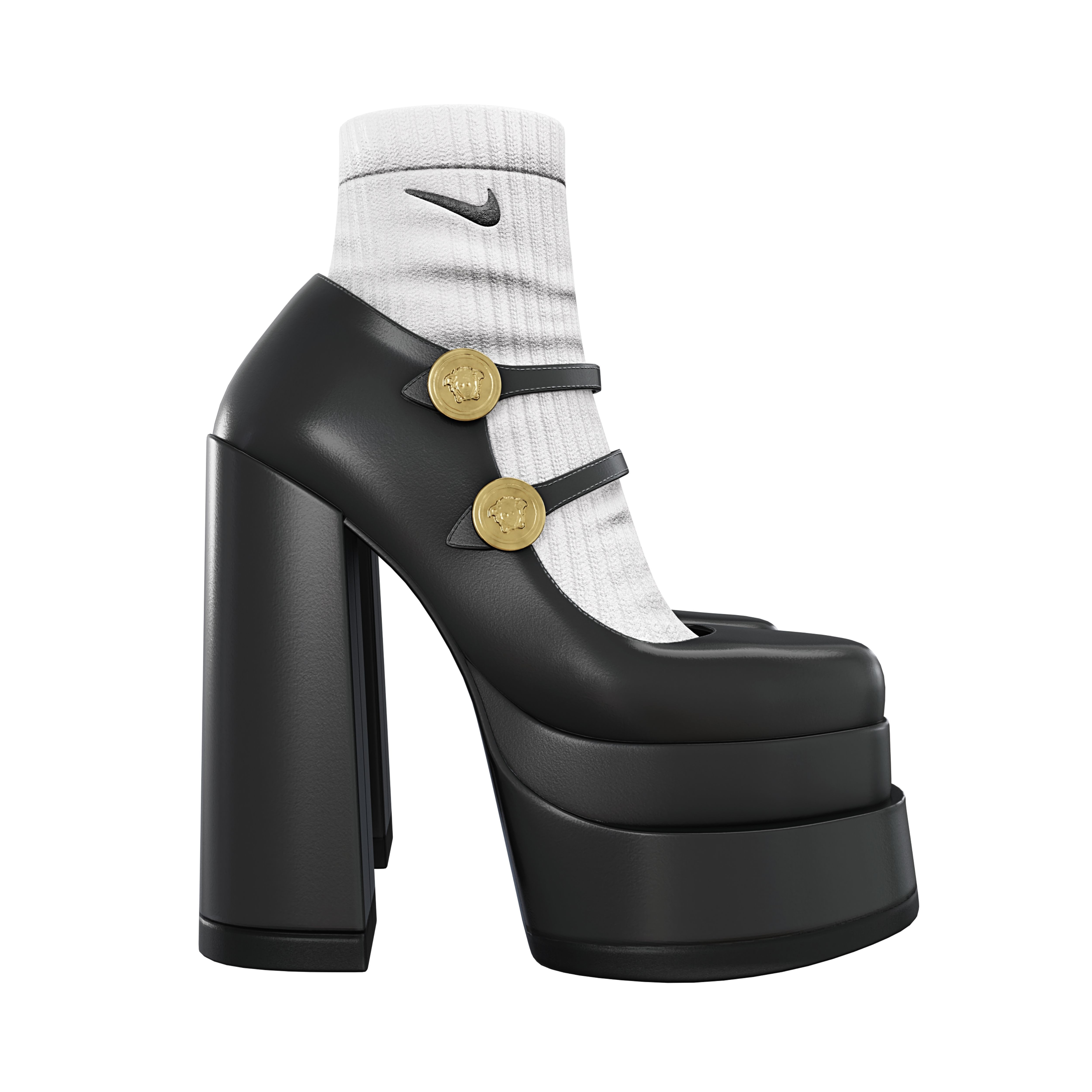 Platform High Heels BUNDLE with Socks Low-poly 3D model_3