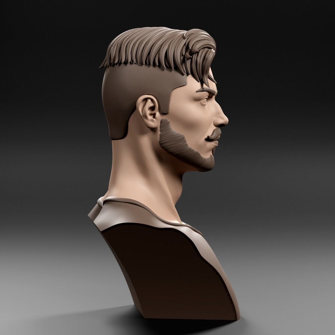 Stylized Male Bust 3D print model_3