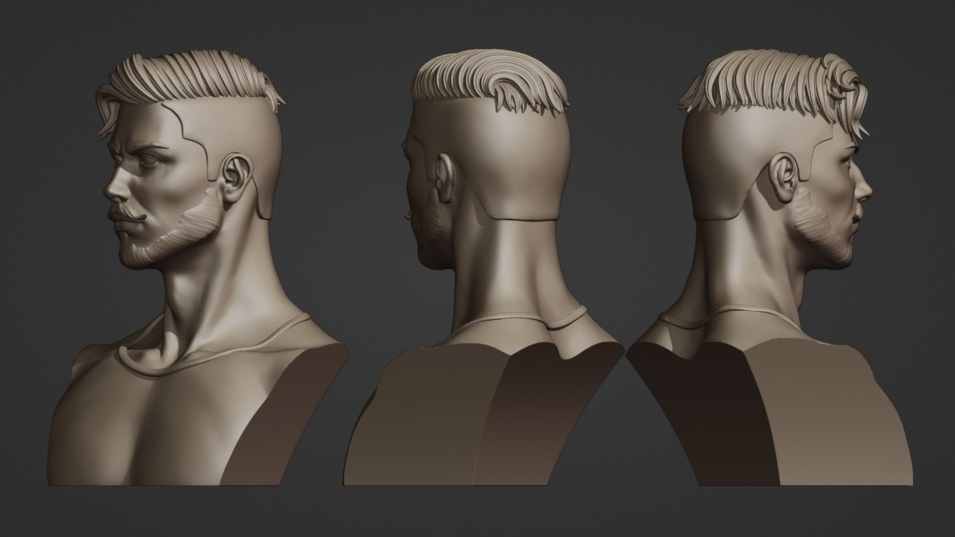 Stylized Male Bust 3D print model_8