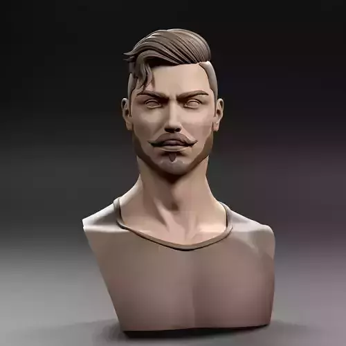 Stylized Male Bust 3D print model