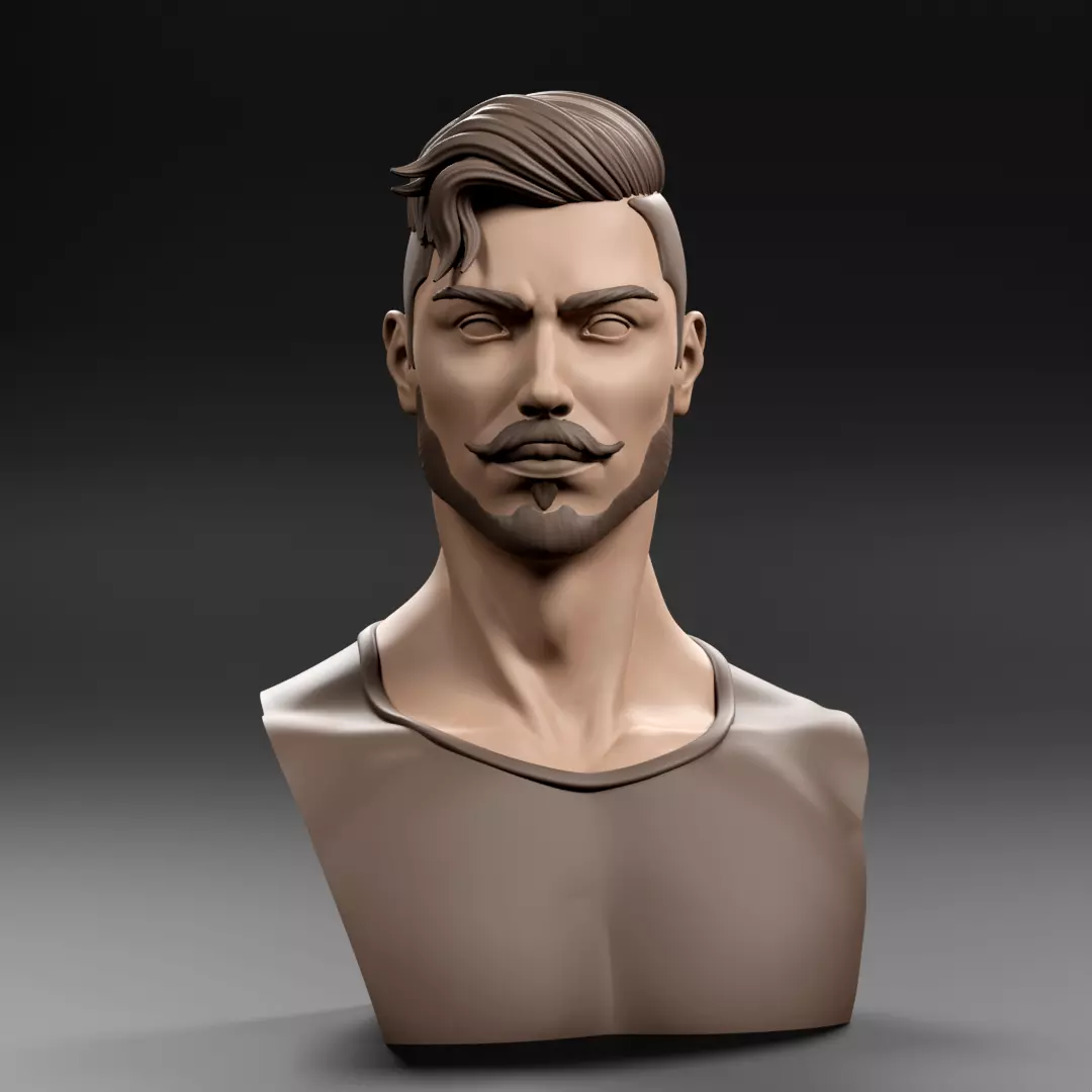 Stylized Male Bust 3D print model_0