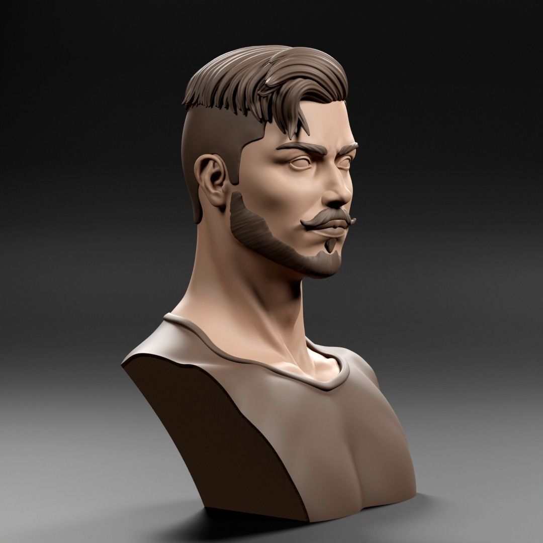Stylized Male Bust 3D print model_1