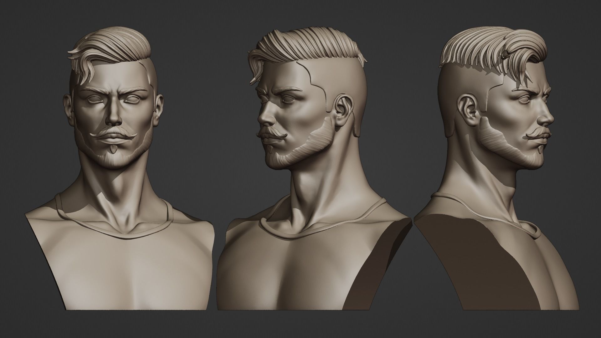 Stylized Male Bust 3D print model_7
