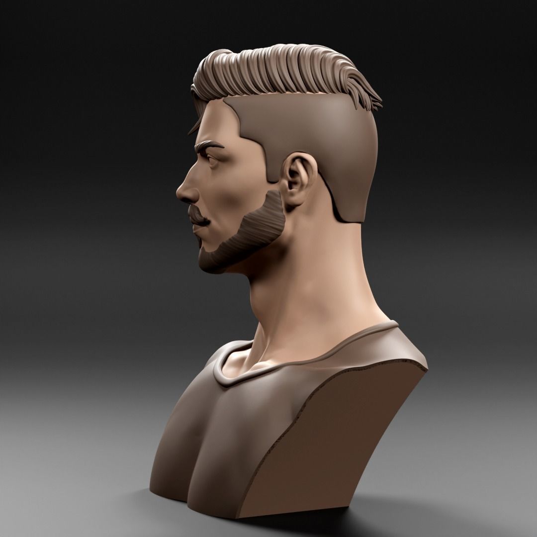 Stylized Male Bust 3D print model_4