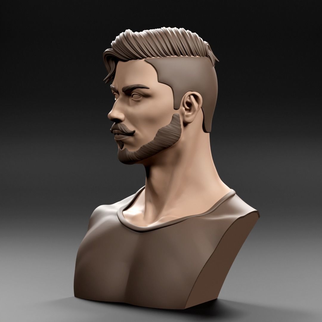 Stylized Male Bust 3D print model_2