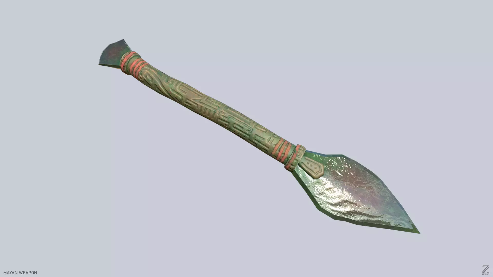 Mayan weapon Low-poly 3D model_0