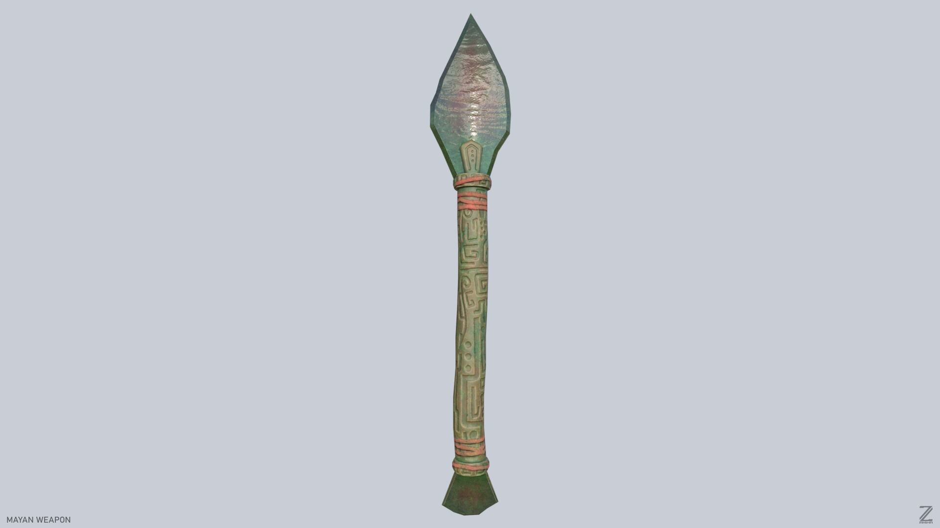 Mayan weapon Low-poly 3D model_8