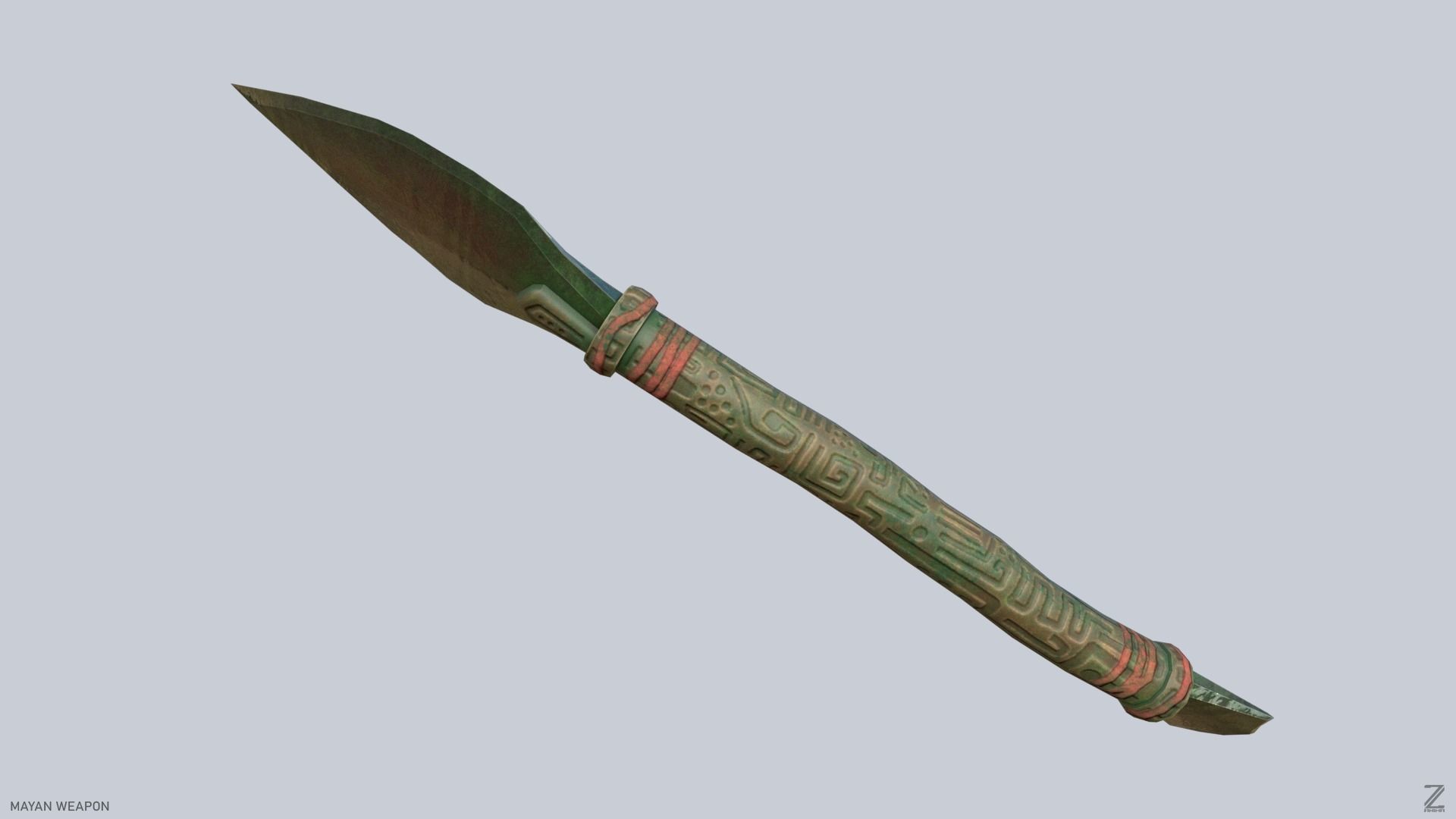 Mayan weapon Low-poly 3D model_6