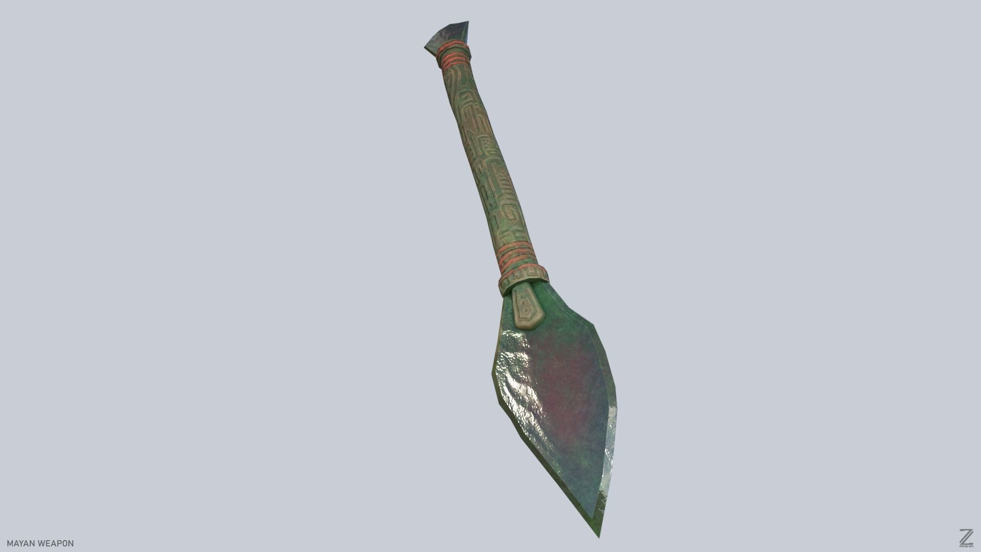 Mayan weapon Low-poly 3D model_3