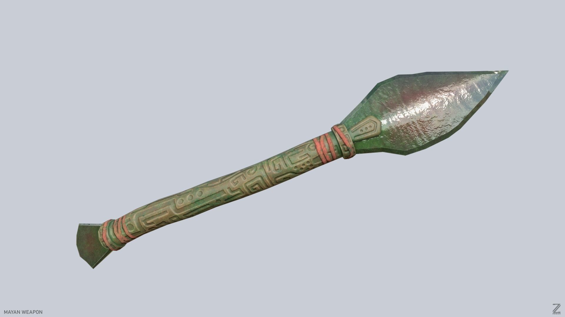 Mayan weapon Low-poly 3D model_7
