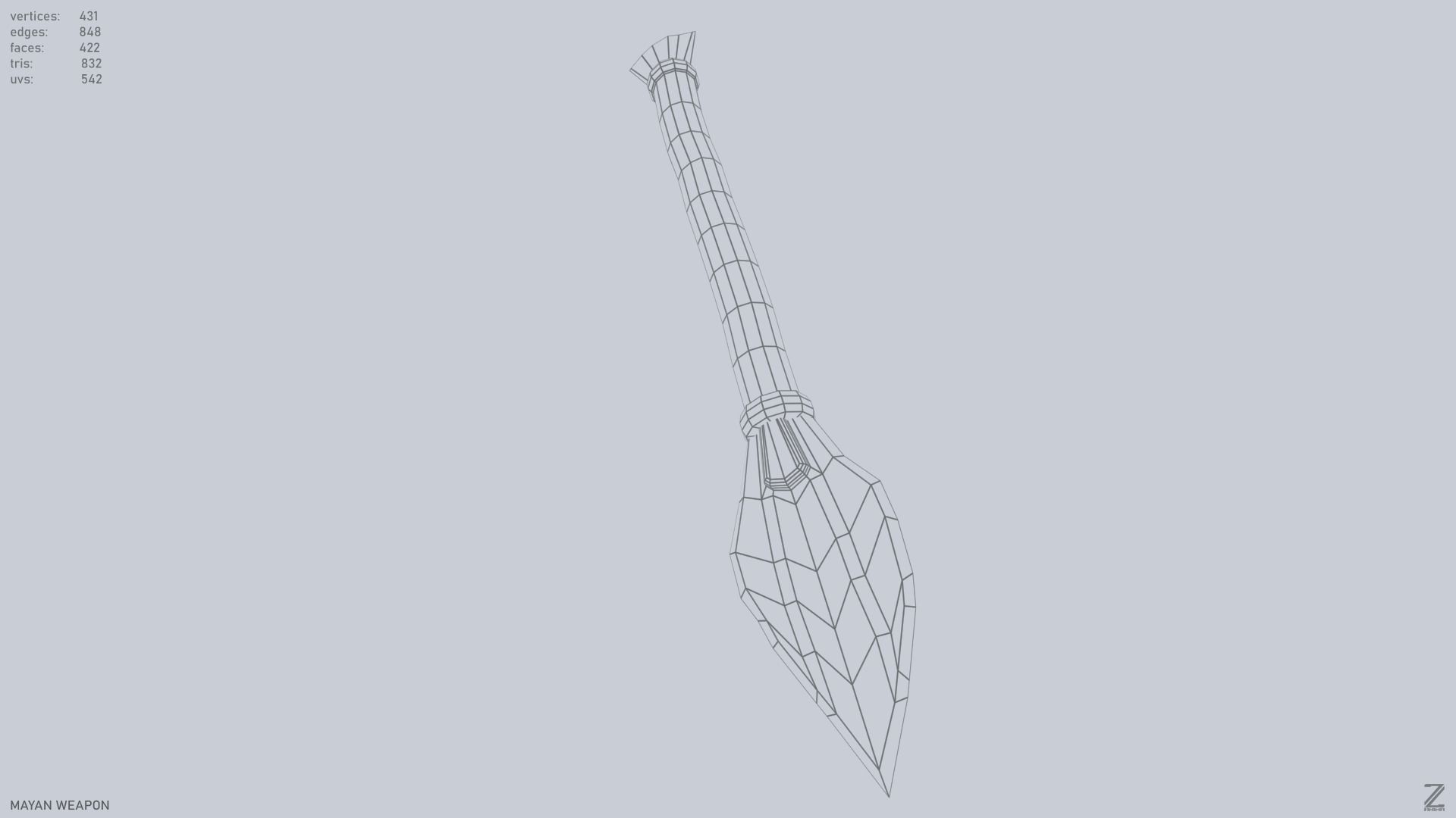 Mayan weapon Low-poly 3D model_9