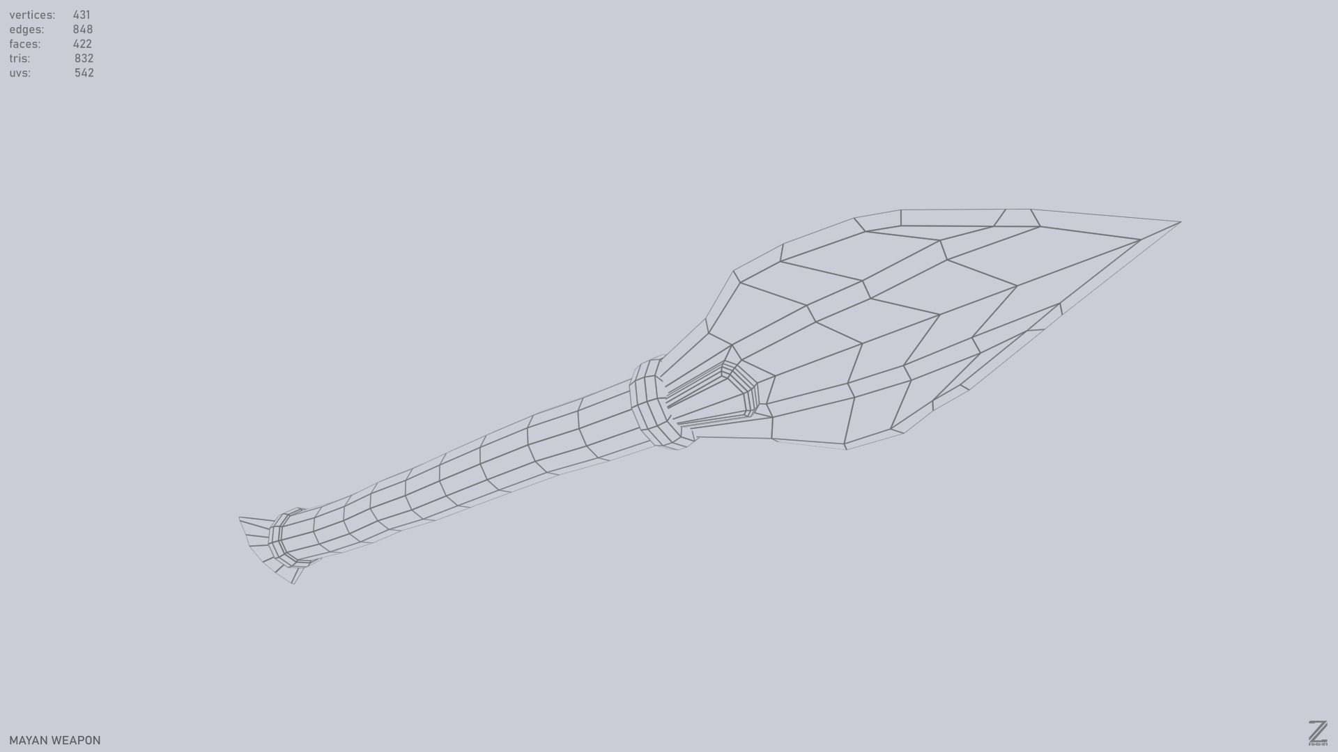 Mayan weapon Low-poly 3D model_11