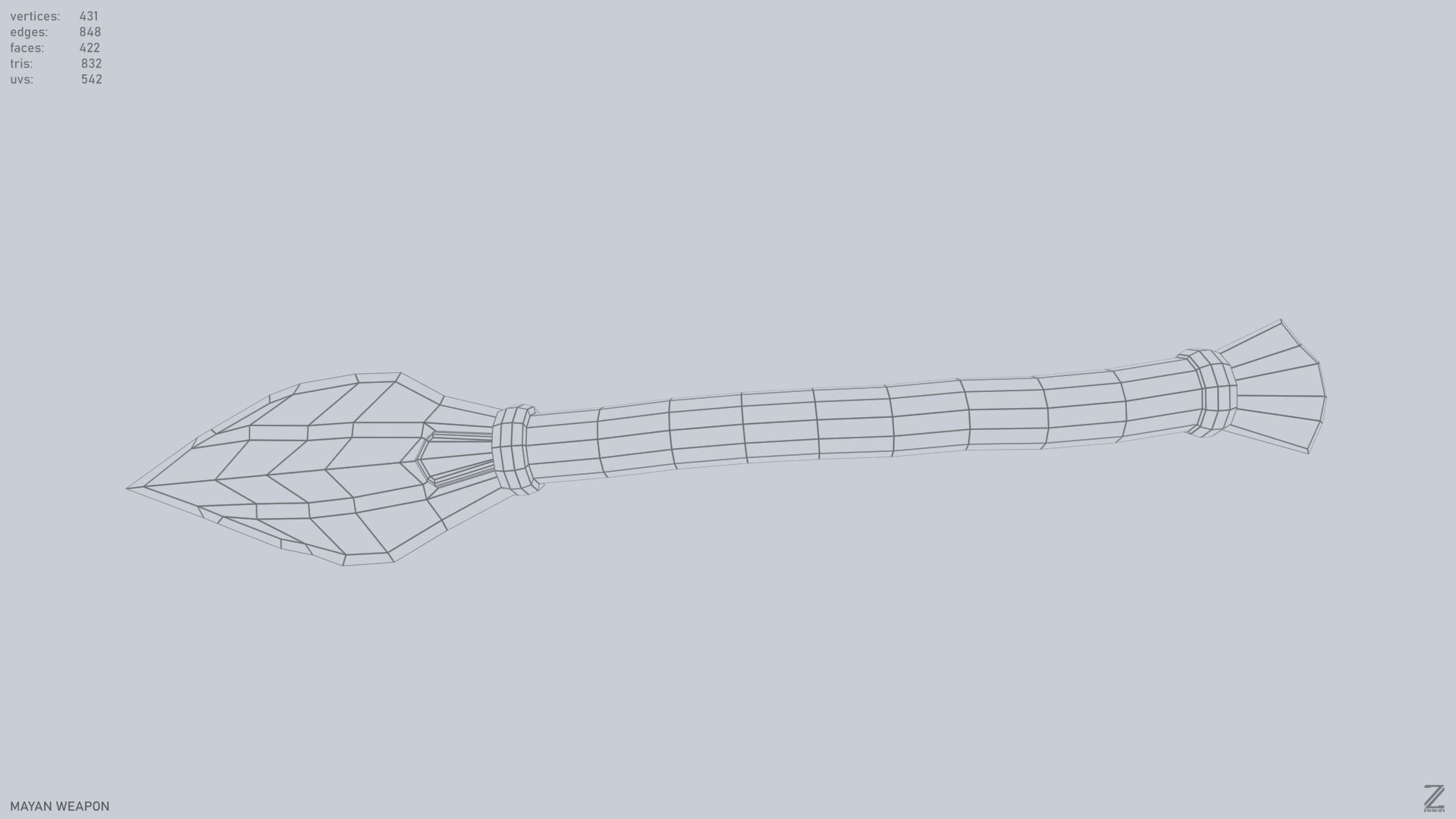 Mayan weapon Low-poly 3D model_12