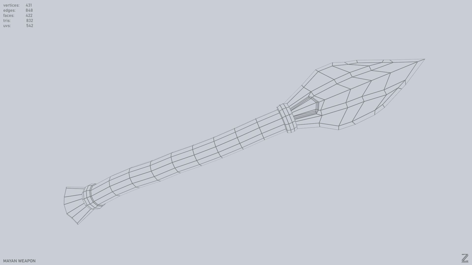 Mayan weapon Low-poly 3D model_2