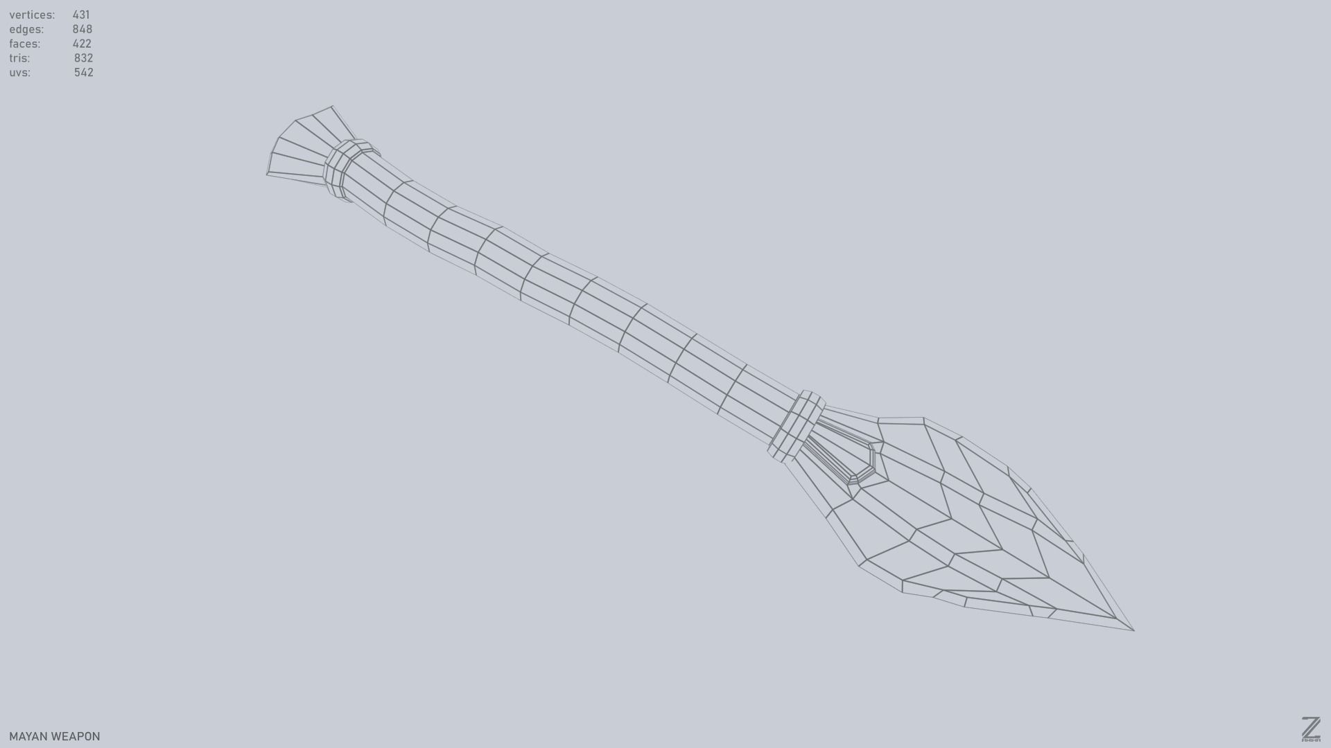 Mayan weapon Low-poly 3D model_10