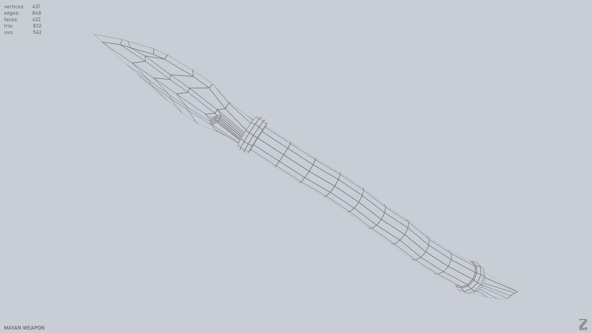 Mayan weapon Low-poly 3D model_13