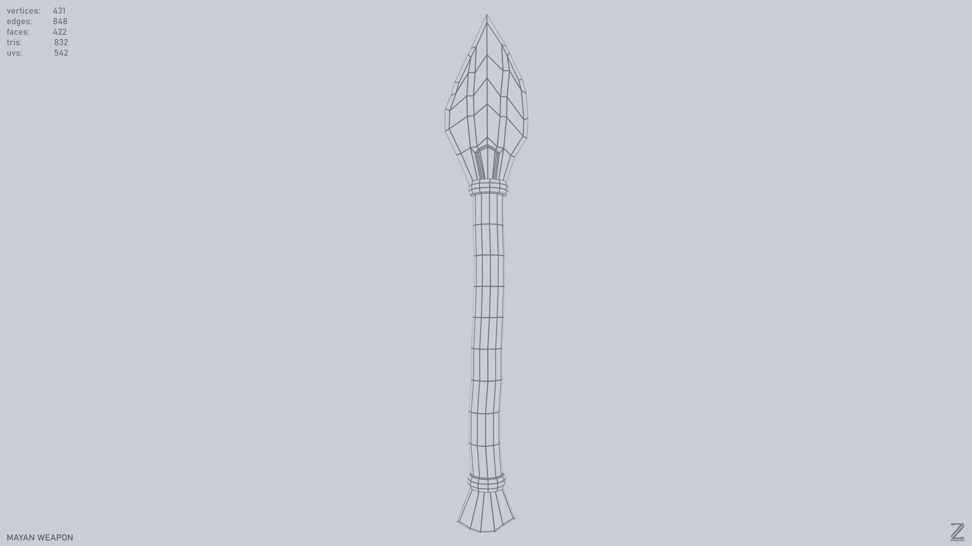 Mayan weapon Low-poly 3D model_14