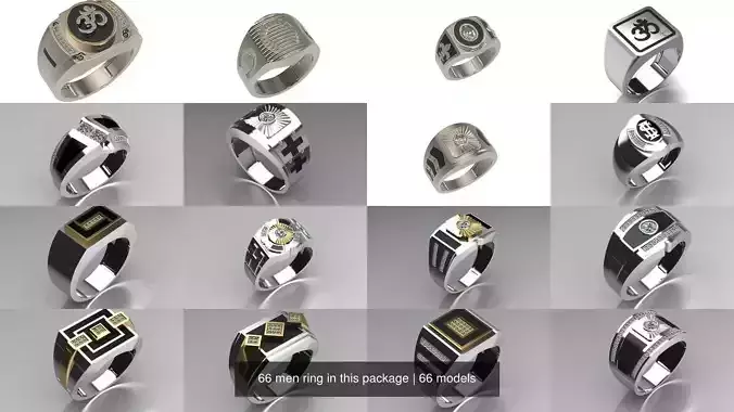 66 men ring in this package 3D Model Collection