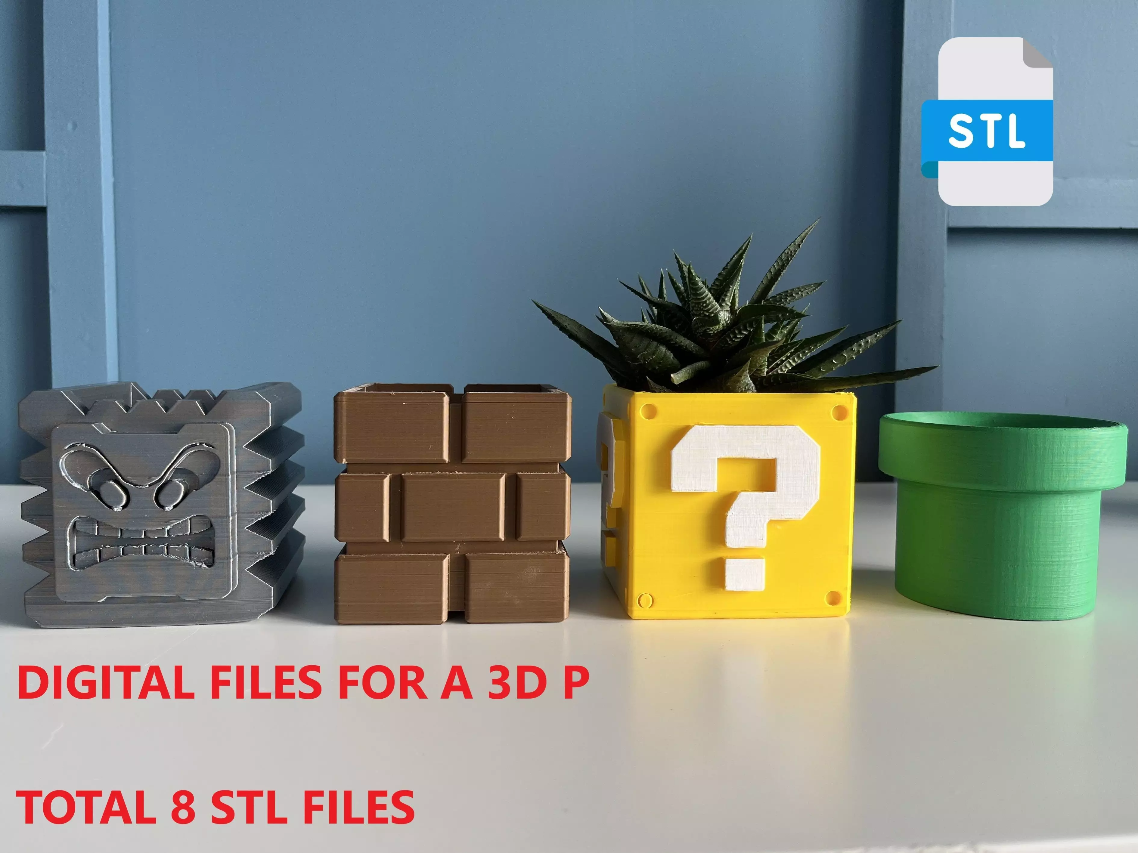 Bros Mario Blocks Planter and Boxes 3D print model_0