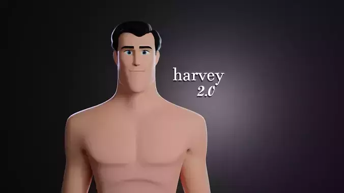 Harvey cartoon Male Character 3D model