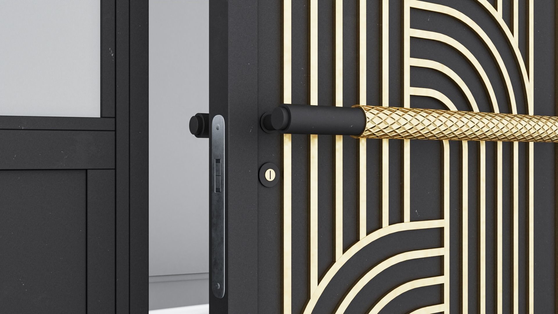 Aluminium door 307 3D model_4