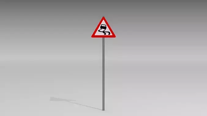 Slippery road sign 3D model