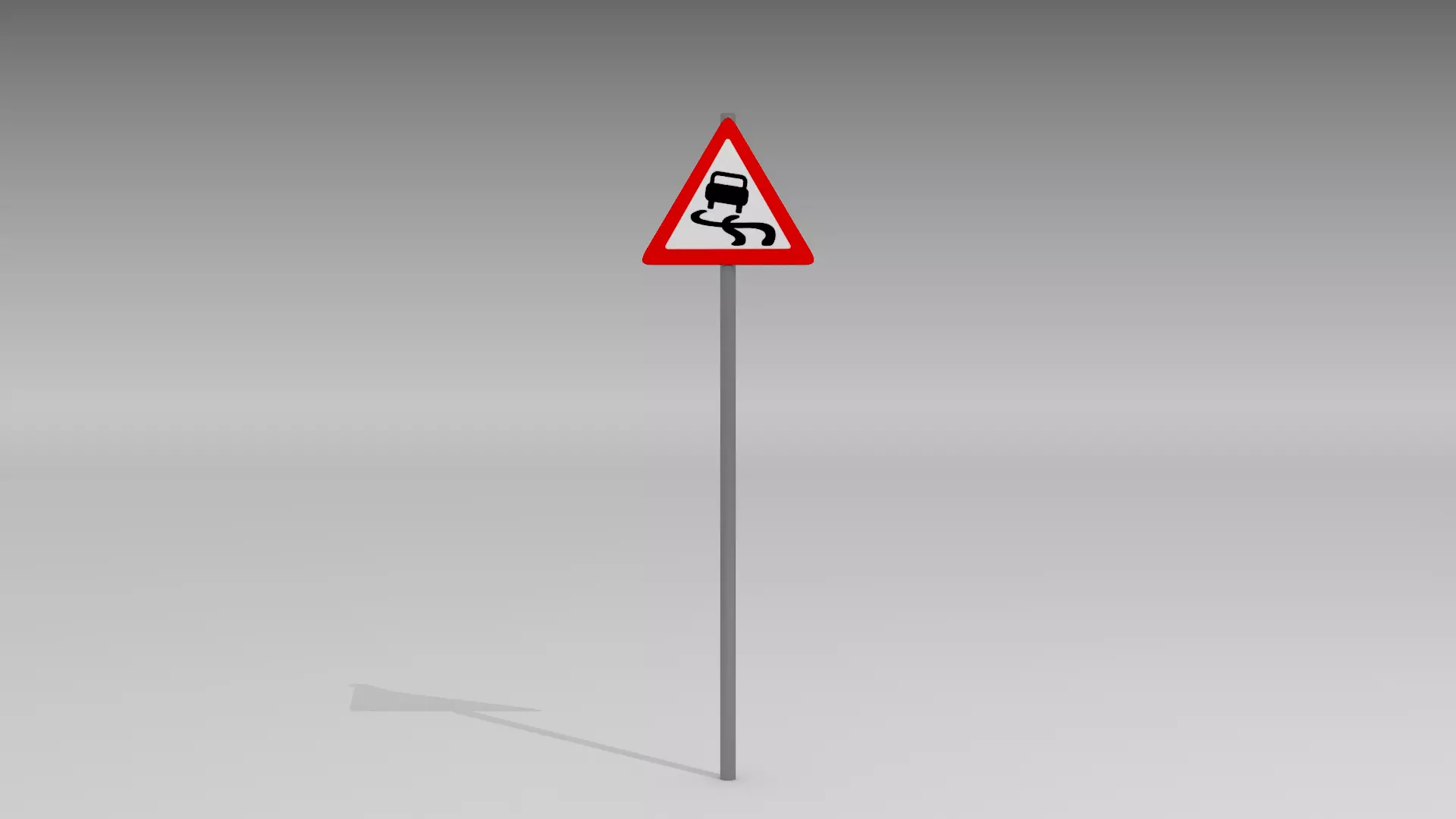 Slippery road sign 3D model_0