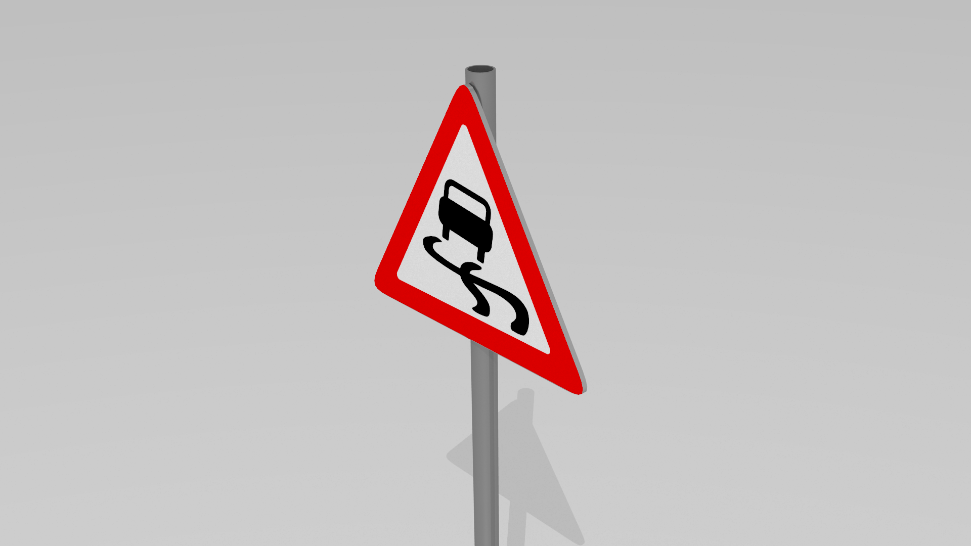 Slippery road sign 3D model_1