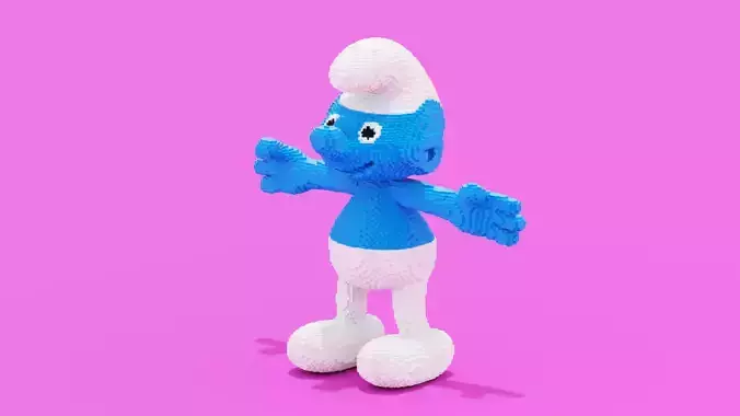 Voxel Smurf Low-poly 3D model