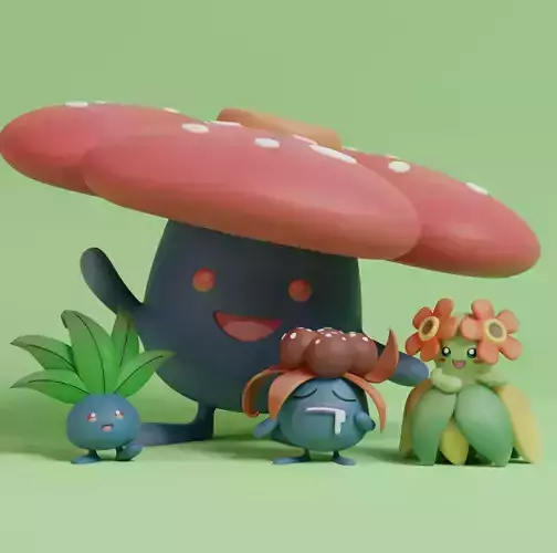 Pokemon - Oddish Gloom Vileplume and Bellossom