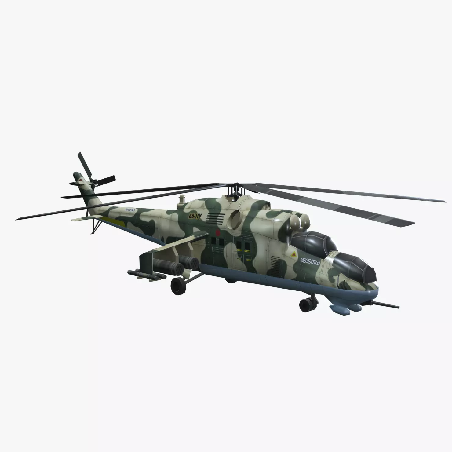 Low Poly Mil Mi-24 Low-poly 3D model_0