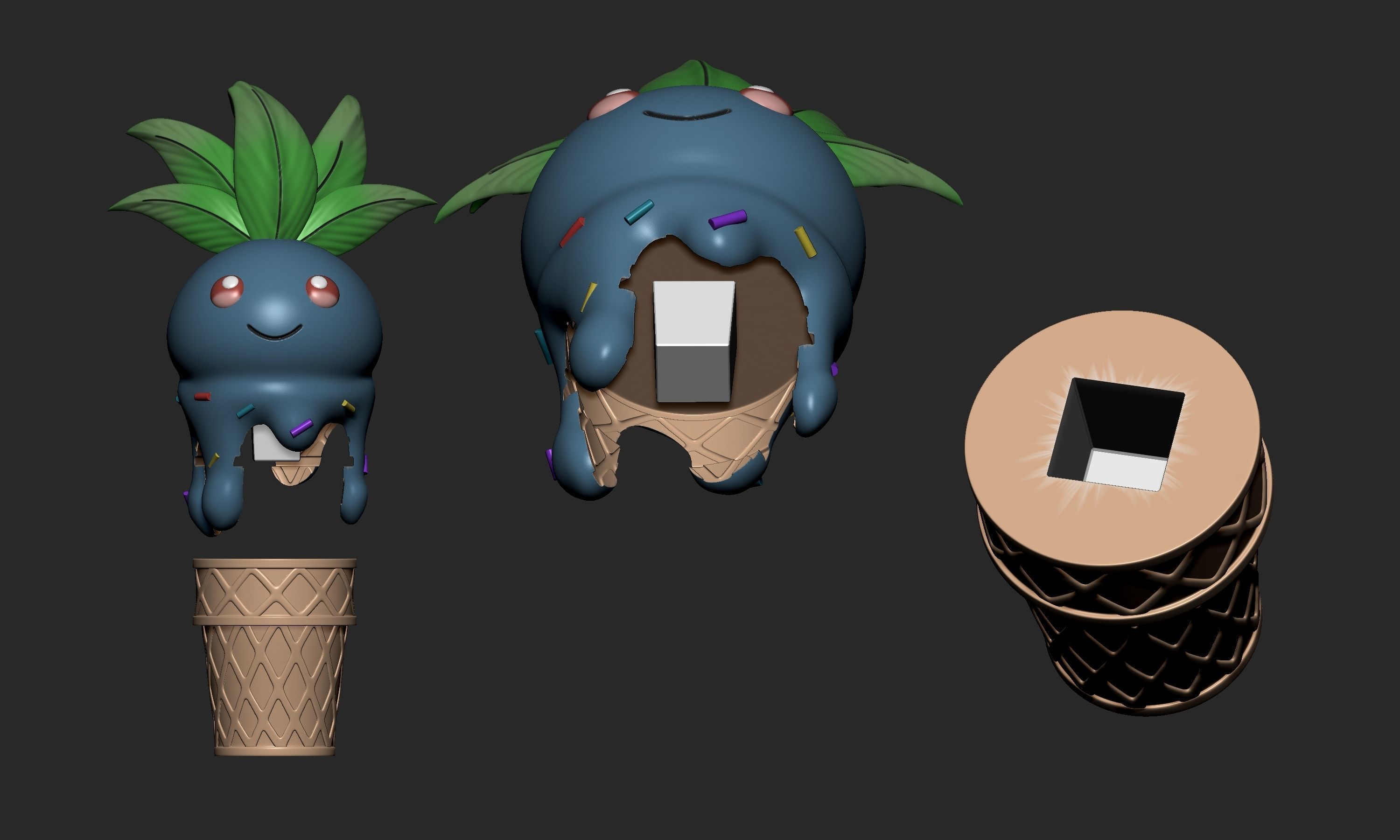 Pokemon - Ice Cream Oddish  3D print model_9