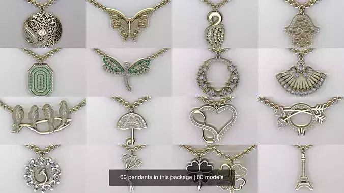 60 pendants in this package 3D Model Collection