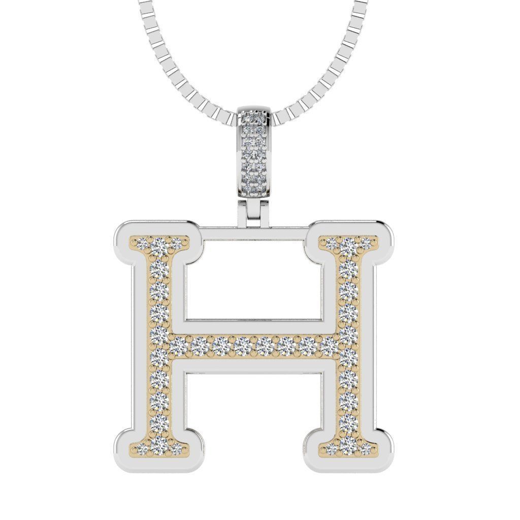 Alphabet Diamond pendant H 3D print model_18