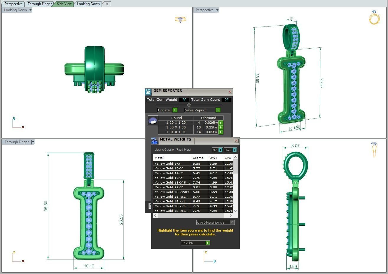 Alphabet Diamond pendant I 3D print model_5