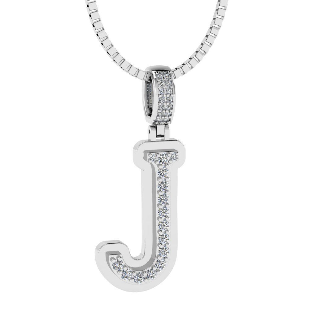 Alphabet Diamond pendant J 3D print model_14
