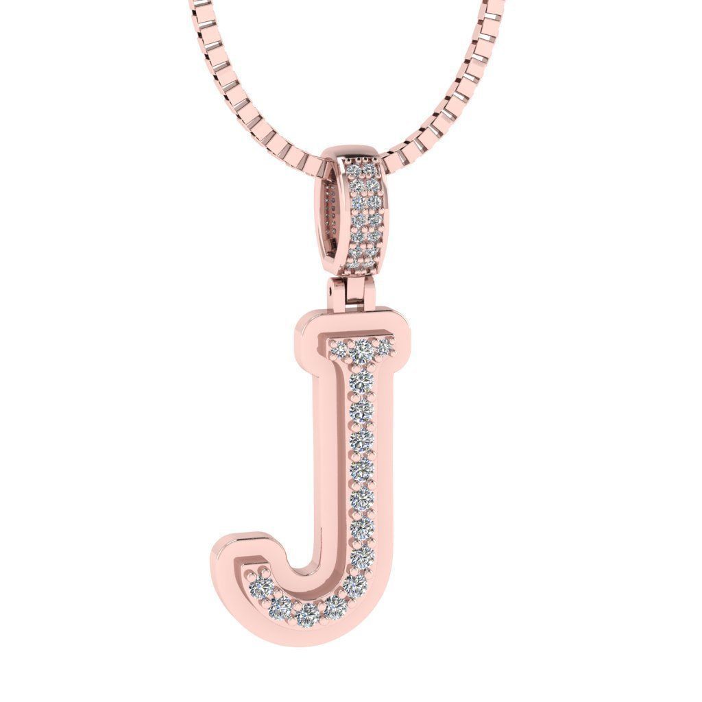 Alphabet Diamond pendant J 3D print model_12