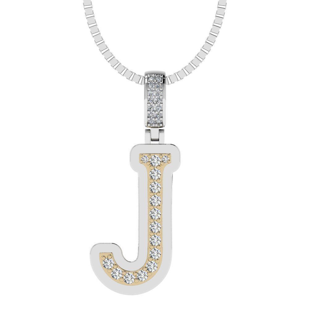 Alphabet Diamond pendant J 3D print model_9
