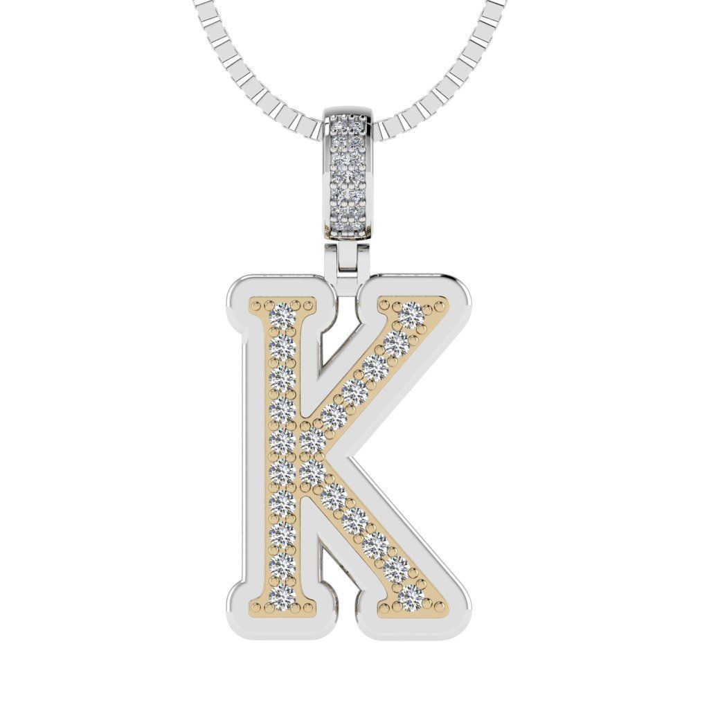 Alphabet Diamond pendant K 3D print model_19