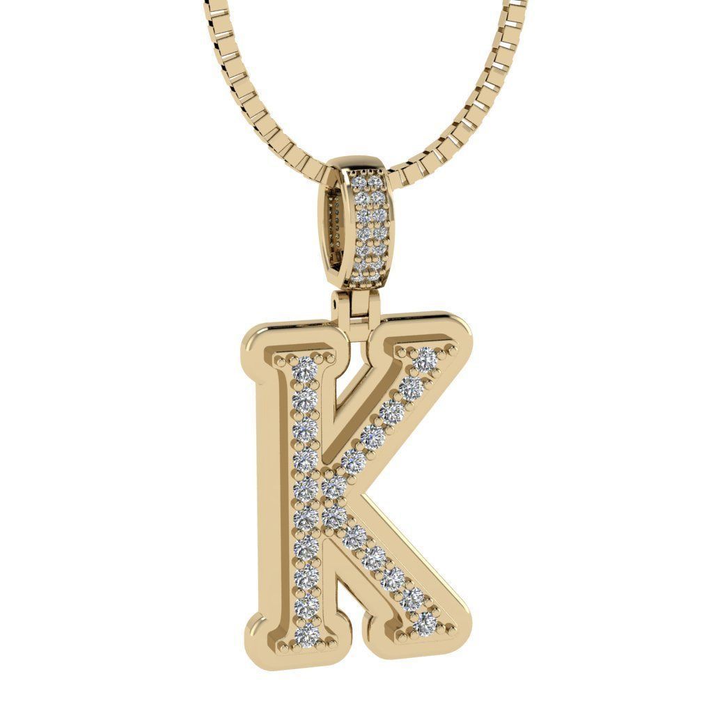 Alphabet Diamond pendant K 3D print model_8