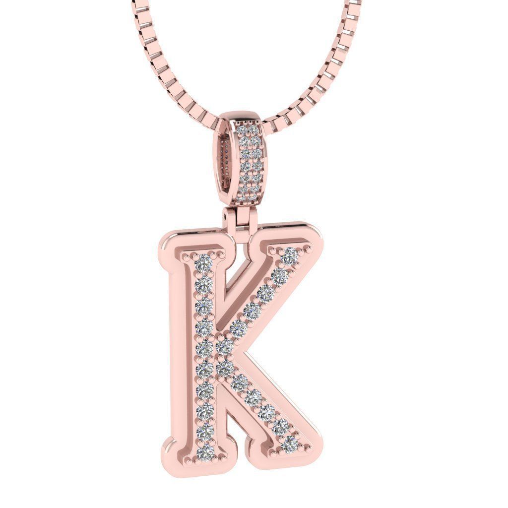 Alphabet Diamond pendant K 3D print model_14
