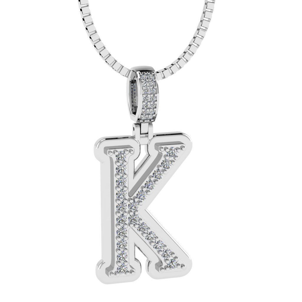Alphabet Diamond pendant K 3D print model_12