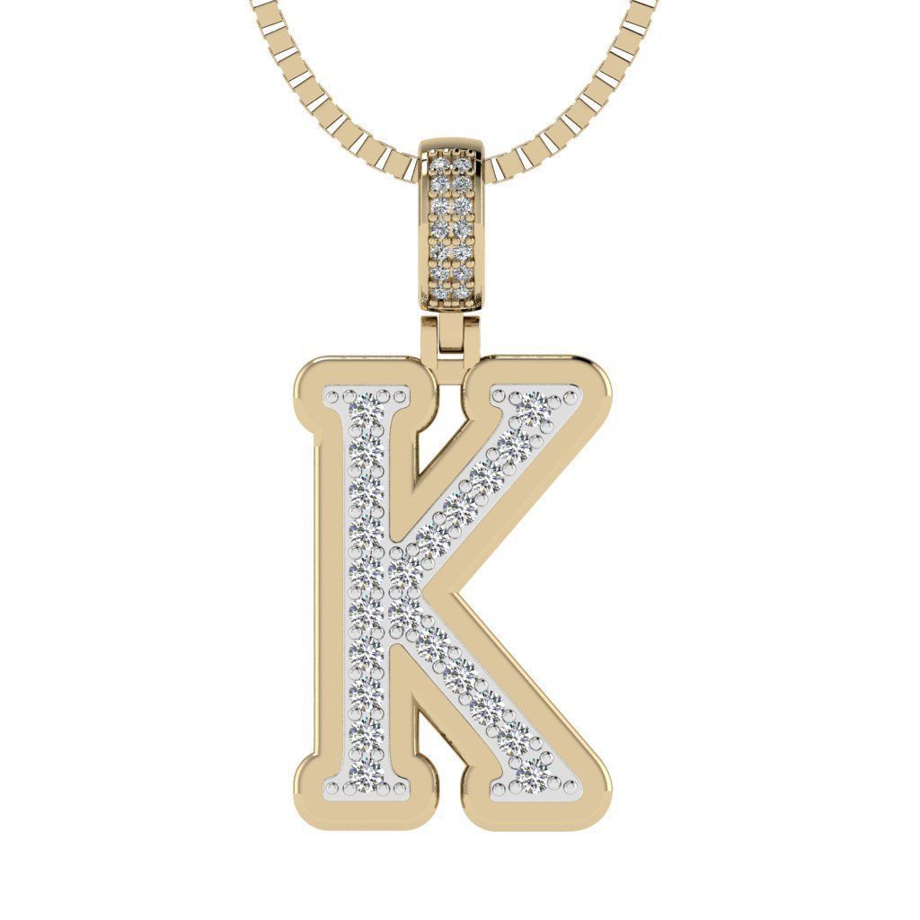 Alphabet Diamond pendant K 3D print model_18