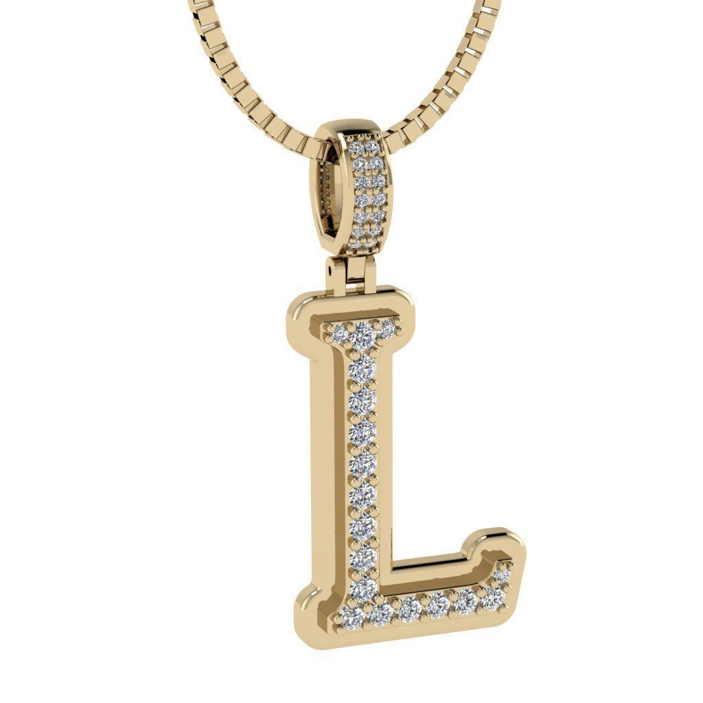 Alphabet Diamond pendant L 3D print model_15