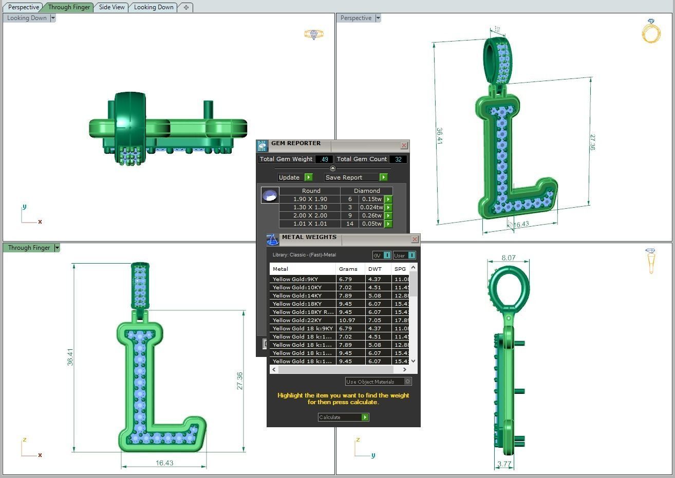 Alphabet Diamond pendant L 3D print model_17