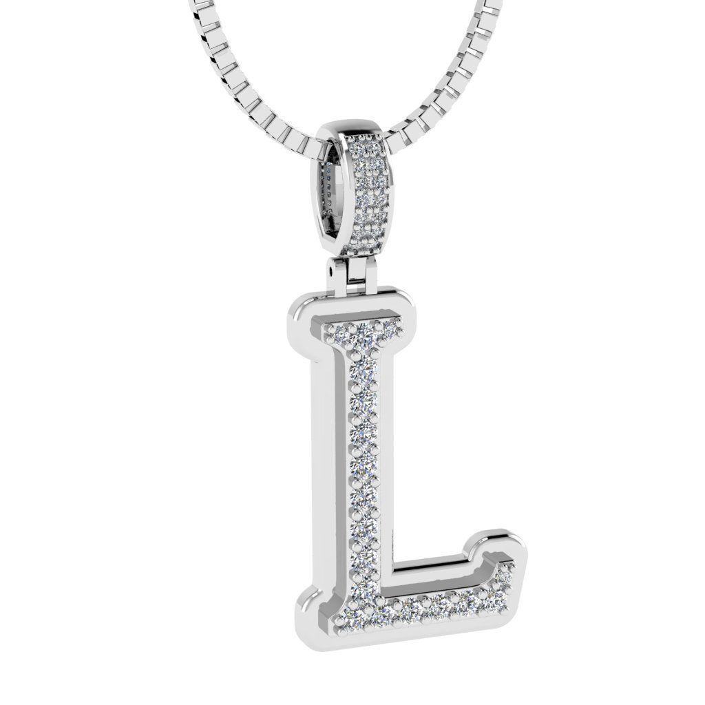 Alphabet Diamond pendant L 3D print model_14