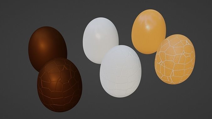 Eggs - Cracked Normal Chocolate Low-poly 3D model 2