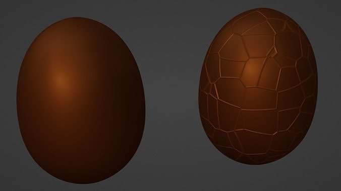 Eggs - Cracked Normal Chocolate Low-poly 3D model 5