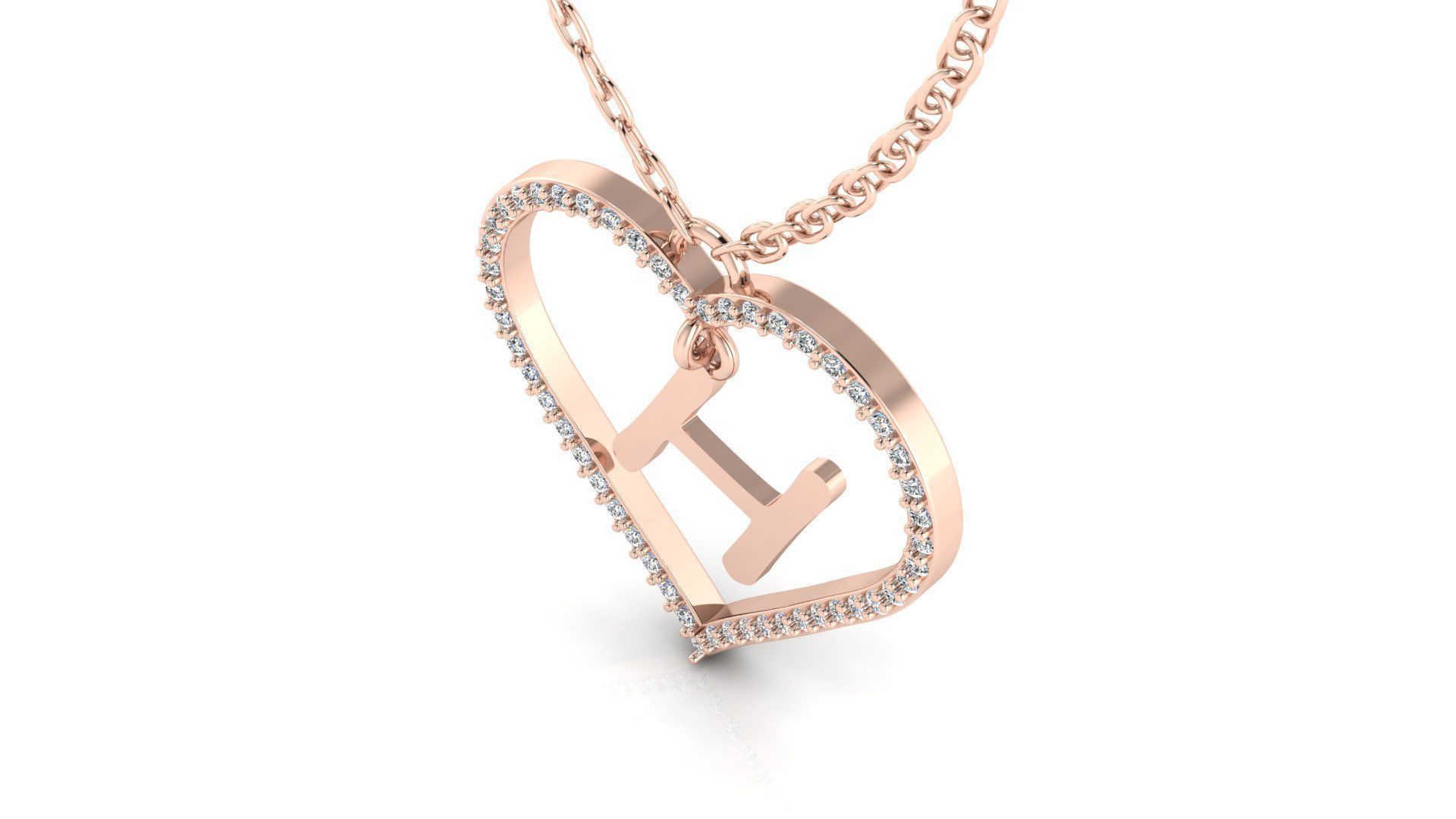 Jewelry Diamond Alphabet Pendant H 3D print model_15